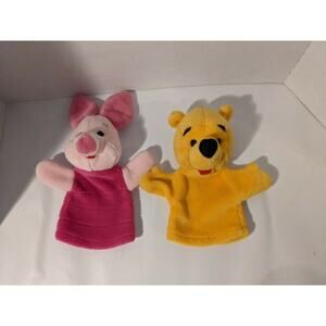 Hand Puppets Lot Winnie The Pooh & Piglet Plush Stuffed 9” Disney Mattel